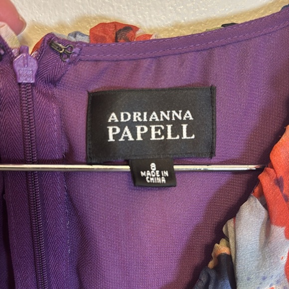 Adrianna Papell 100% Silk Floral Feminine Dress Size 8 Summer Cocktail - Picture 6 of 10